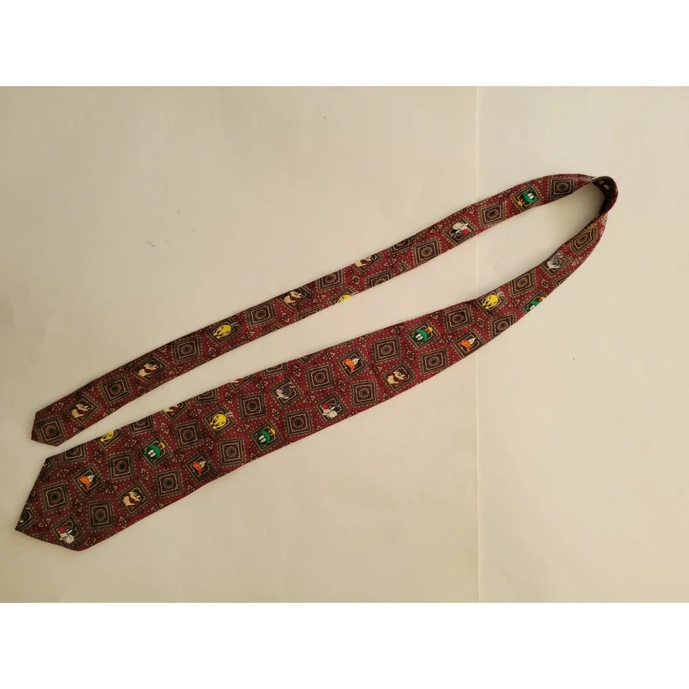 VTG Looney Tunes Mania Bugs Daffy Taz Marvin Tweety Sylvester Novelty‎ Silk Tie